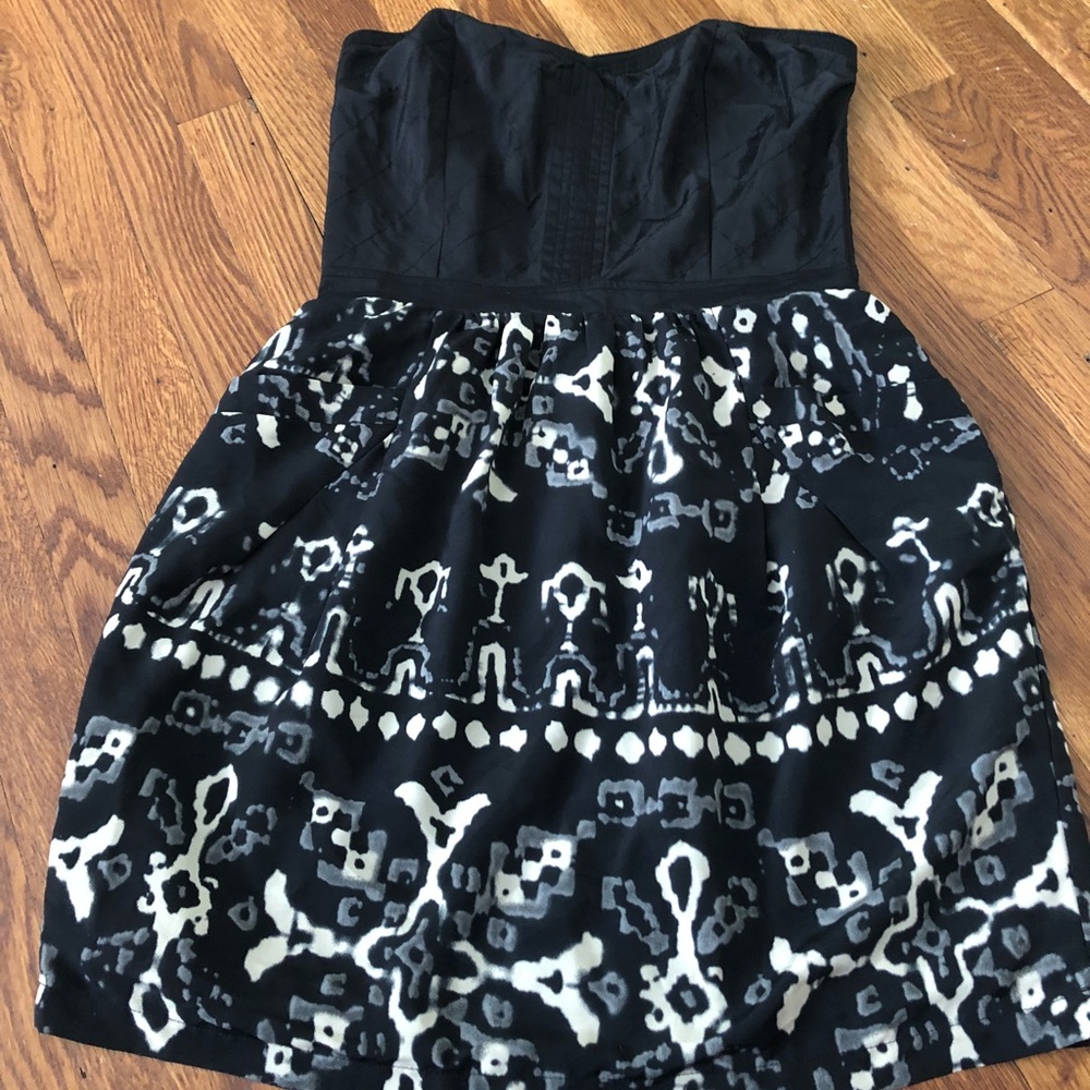 Bustier Black strapless dress grey pattern
